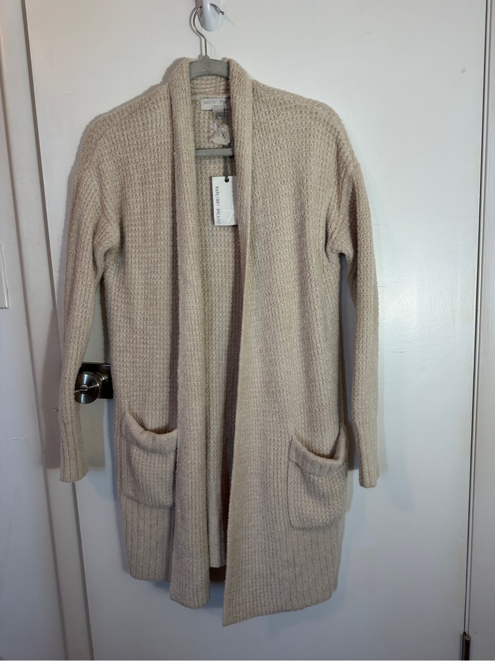 Barefoot Dreams Cream Open-Front Cozy Knit Cardigan